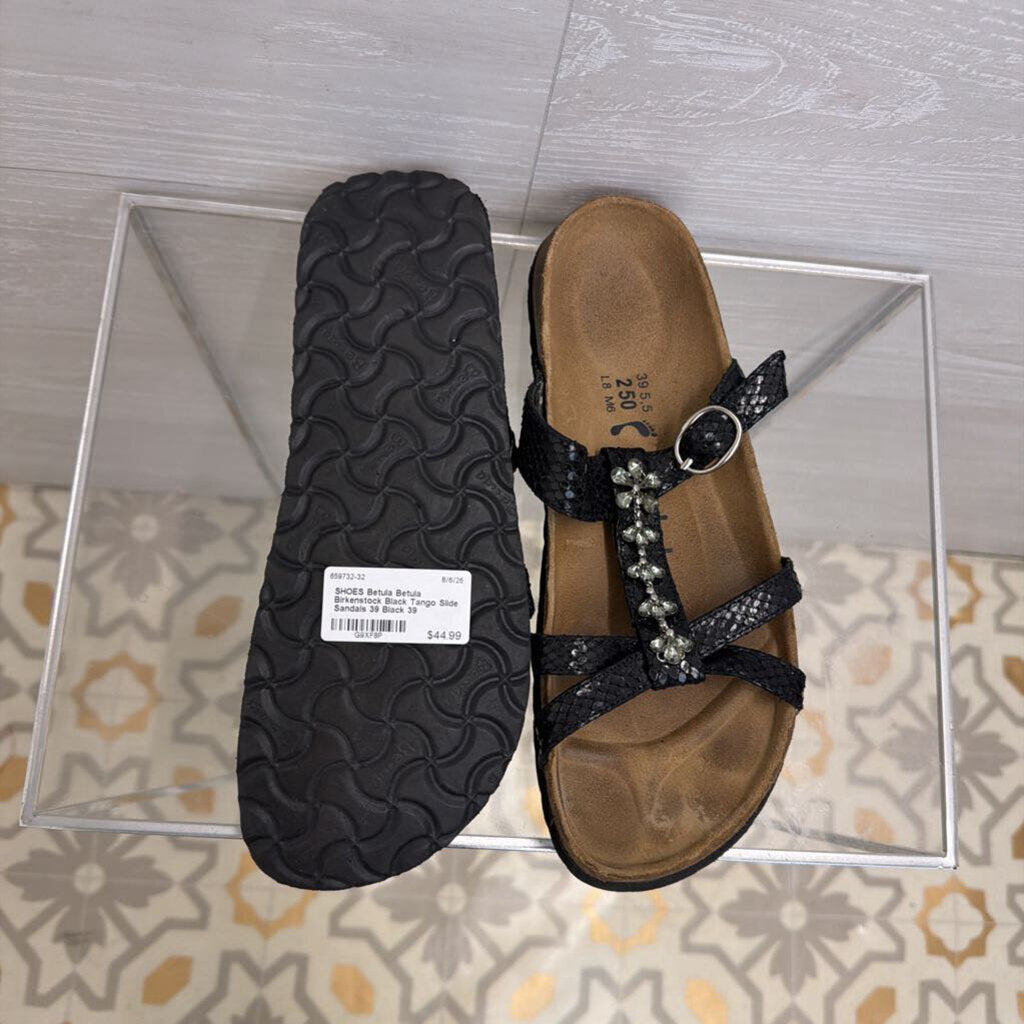 Betula Birkenstock Black Tango Slide Sandals 39