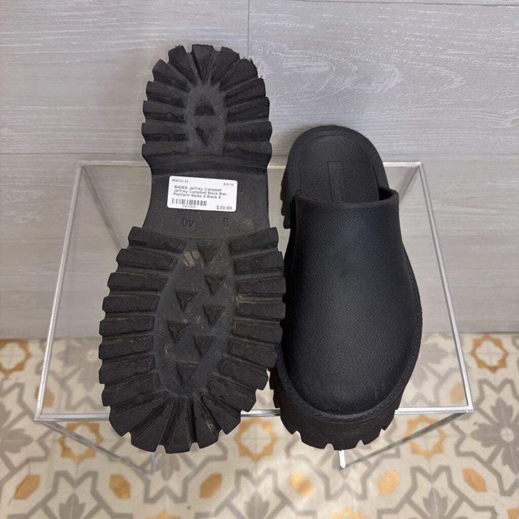 Jeffrey Campbell Black Bae Platform Mules 9