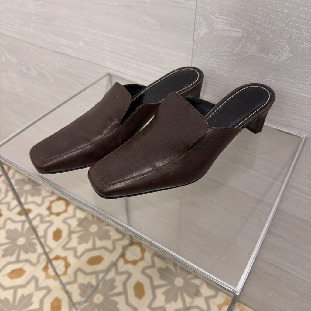 Staud Brown Leather Lee Loafer Mules 37.5
