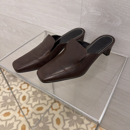 Staud Brown Leather Lee Loafer Mules 37.5