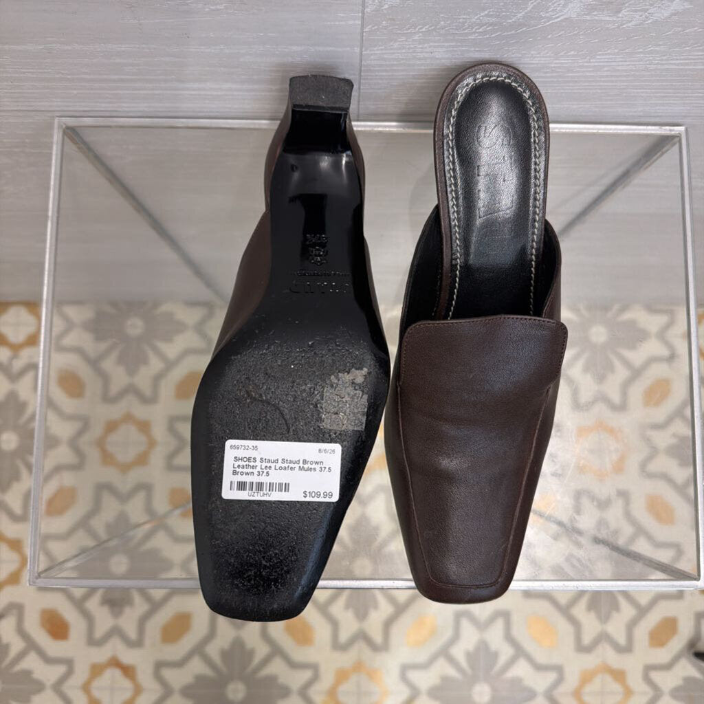 Staud Brown Leather Lee Loafer Mules 37.5