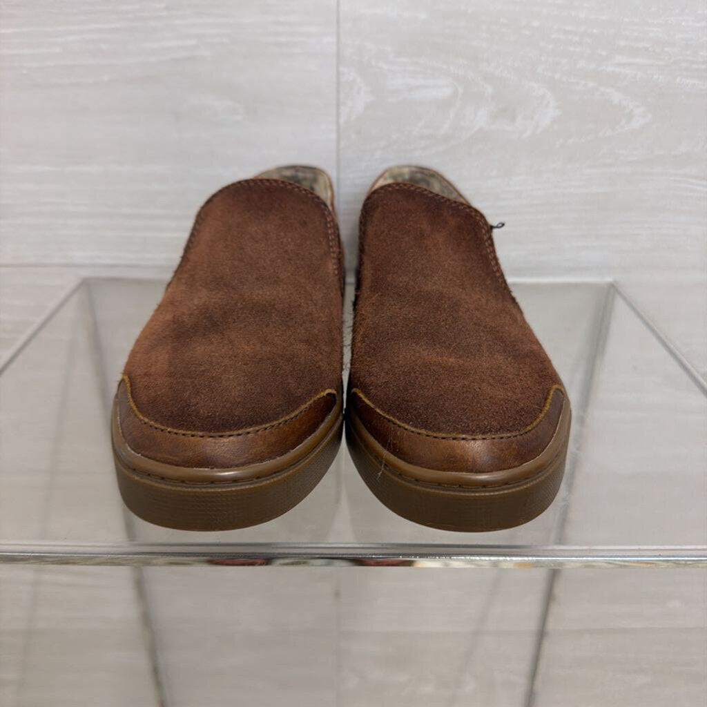 Frye Brown Suede Shearling Lined Gemma Slip On Loafers 6.5