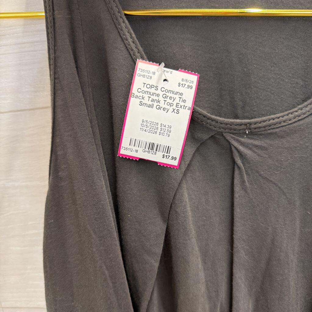 Comune Grey Tie Back Tank Top Extra Small