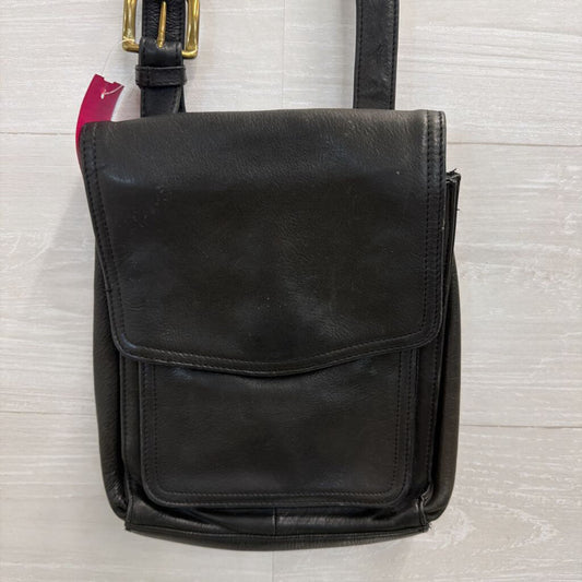 Vintage Fossil Black Leather Crossbody Purse
