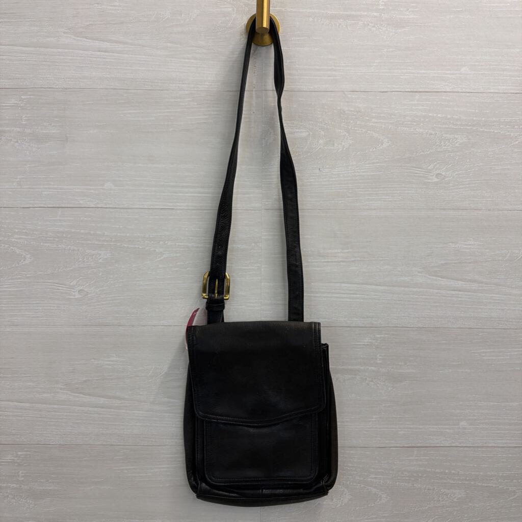 Vintage Fossil Black Leather Crossbody Purse
