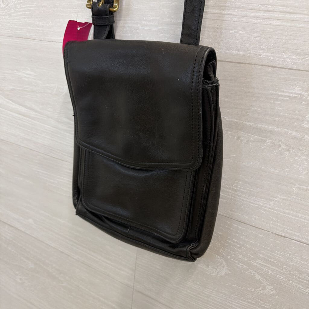 Vintage Fossil Black Leather Crossbody Purse