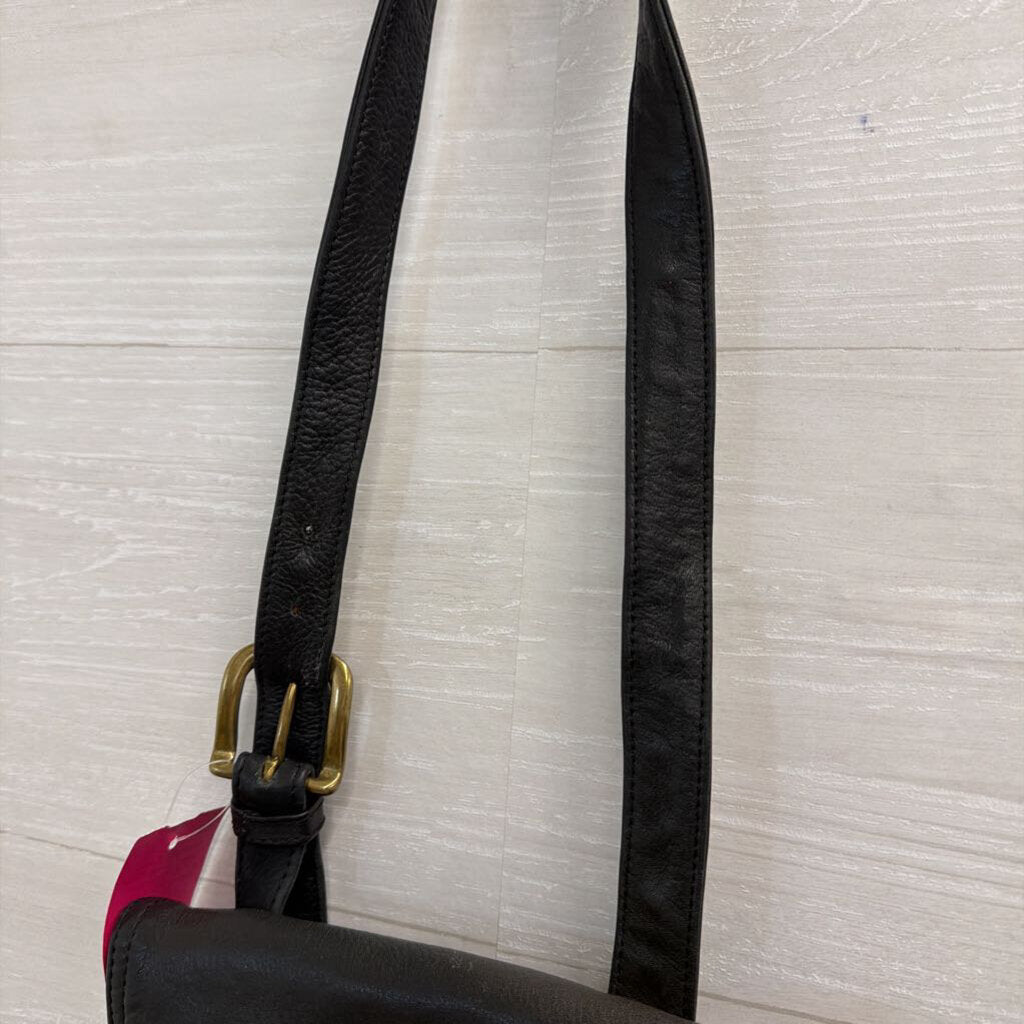 Vintage Fossil Black Leather Crossbody Purse