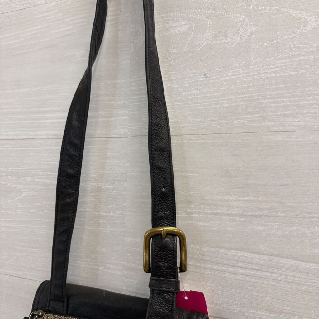 Vintage Fossil Black Leather Crossbody Purse