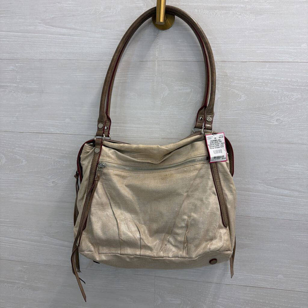 MZ Wallace Cream Jane Glazed Linen Tote Purse