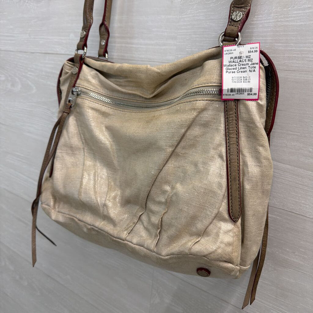 MZ Wallace Cream Jane Glazed Linen Tote Purse