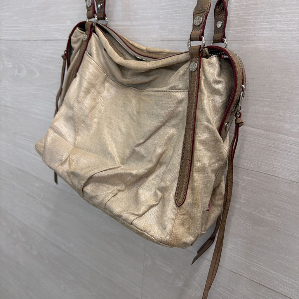 MZ Wallace Cream Jane Glazed Linen Tote Purse