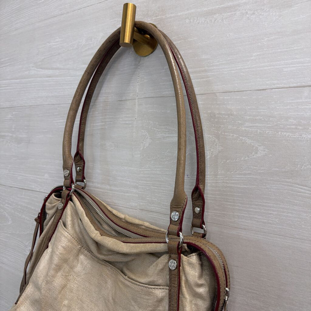 MZ Wallace Cream Jane Glazed Linen Tote Purse