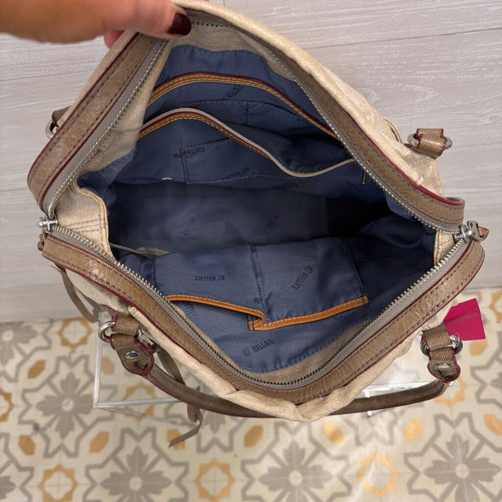 MZ Wallace Cream Jane Glazed Linen Tote Purse