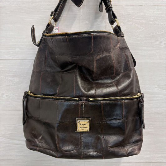 Dooney and Bourke Dark Brown Croc Embossed Leather Shoulder Purse