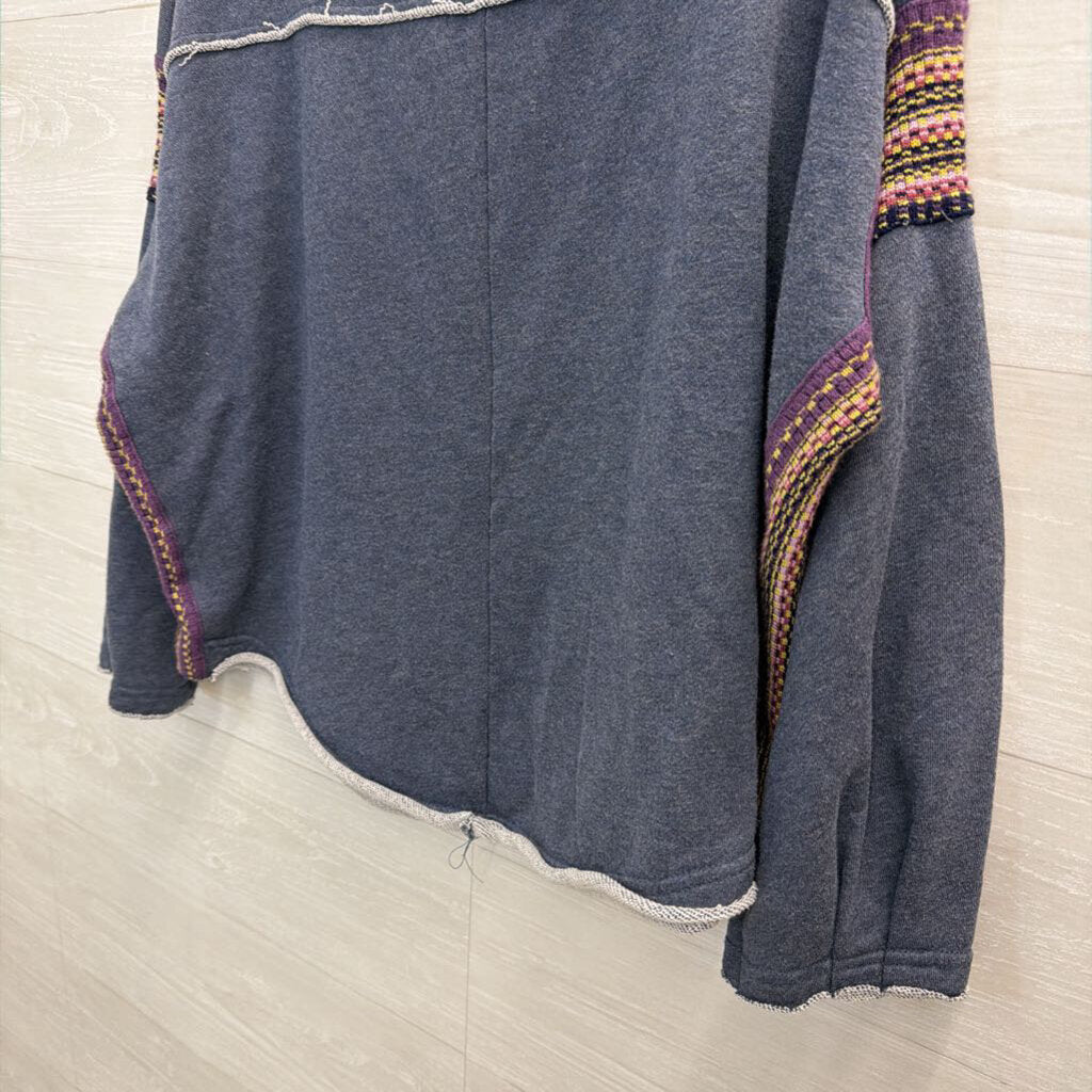 Natural Life Blue/ Multi Long Sleeve Slouchy Top Small/ Medium