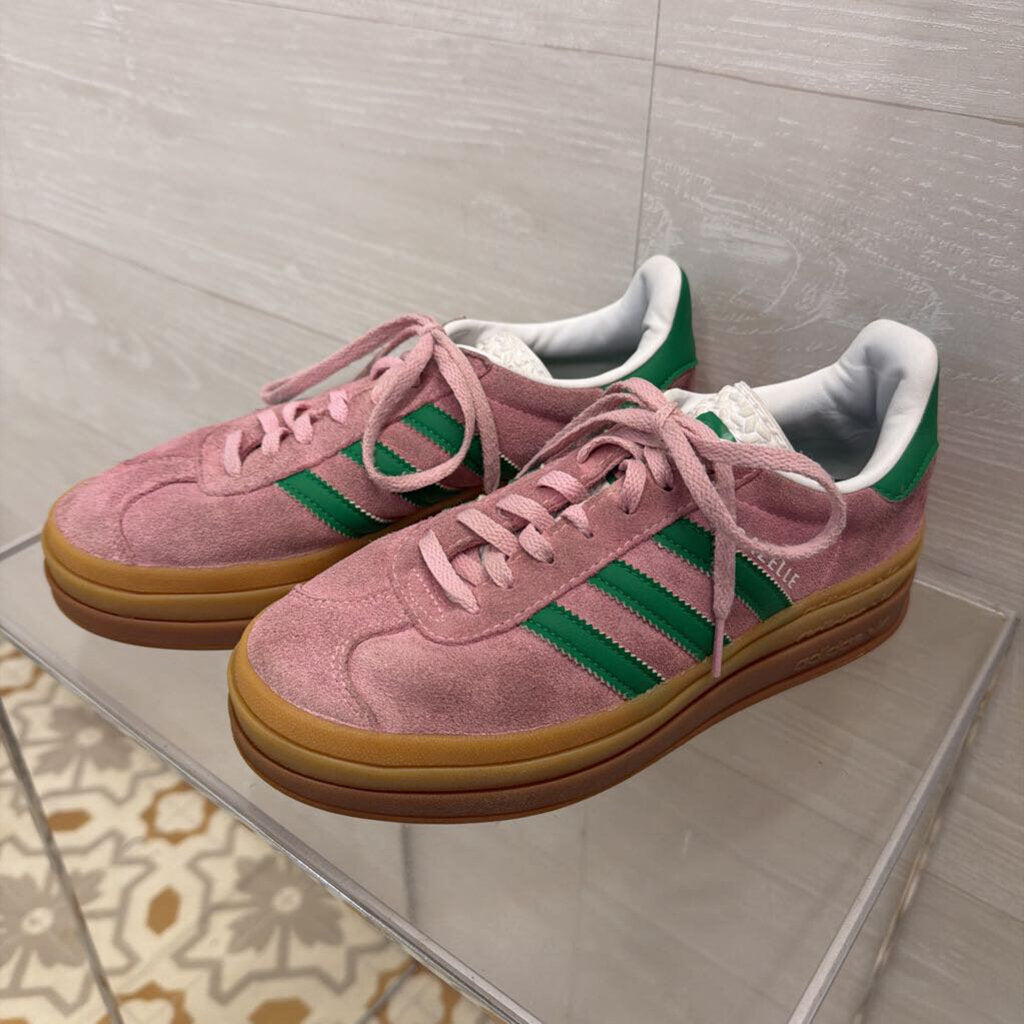 Adidas Pink/ Green Suede Gazelle Bold Sneakers 7