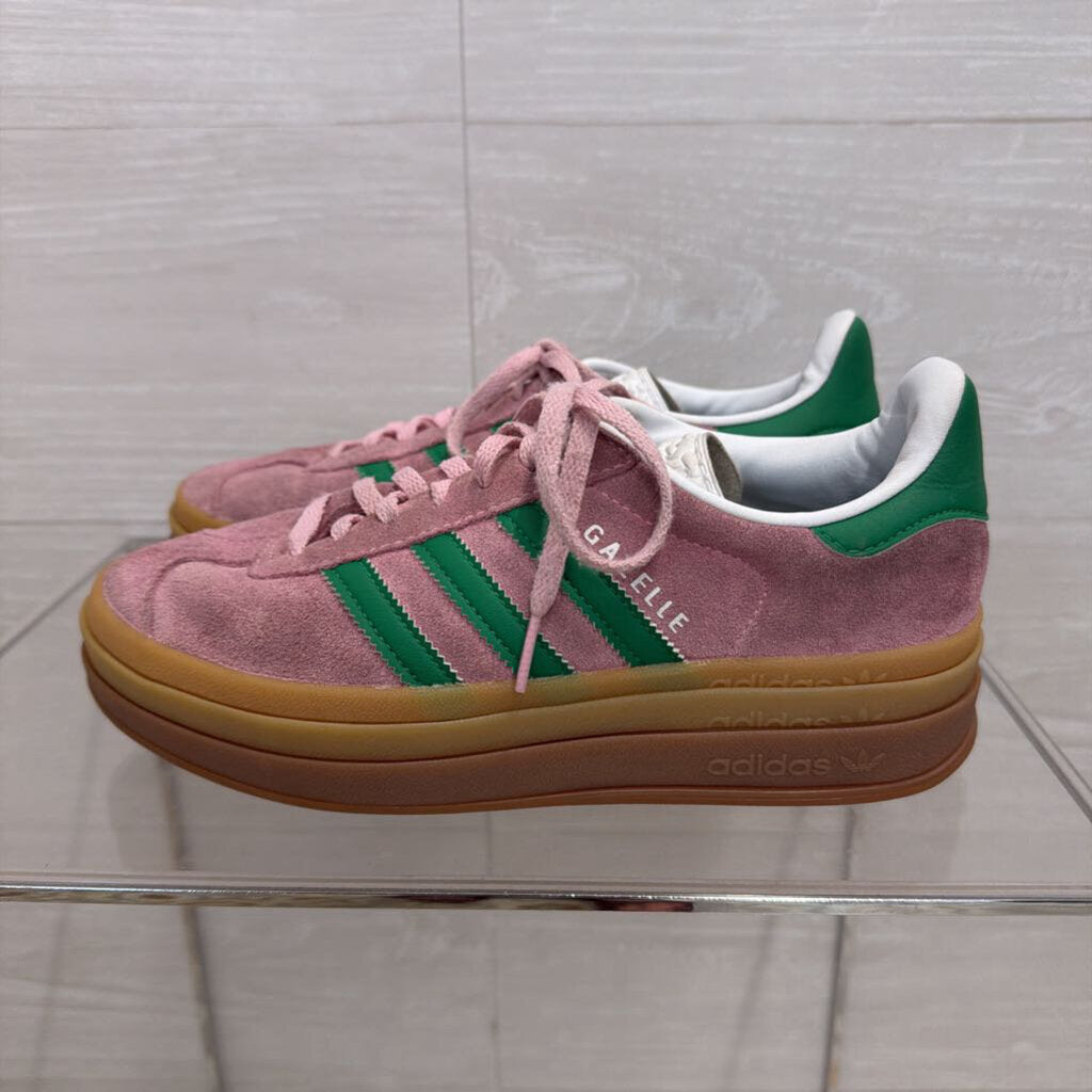 Adidas Pink/ Green Suede Gazelle Bold Sneakers 7