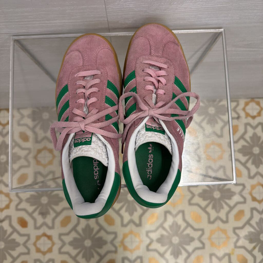 Adidas Pink/ Green Suede Gazelle Bold Sneakers 7