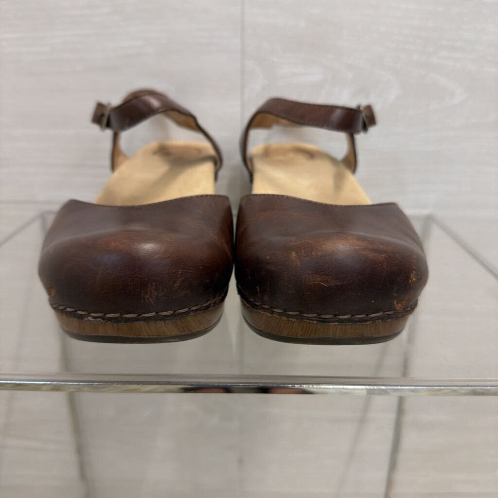 Dansko Brown Leather Sam Mary Jane Clogs 40