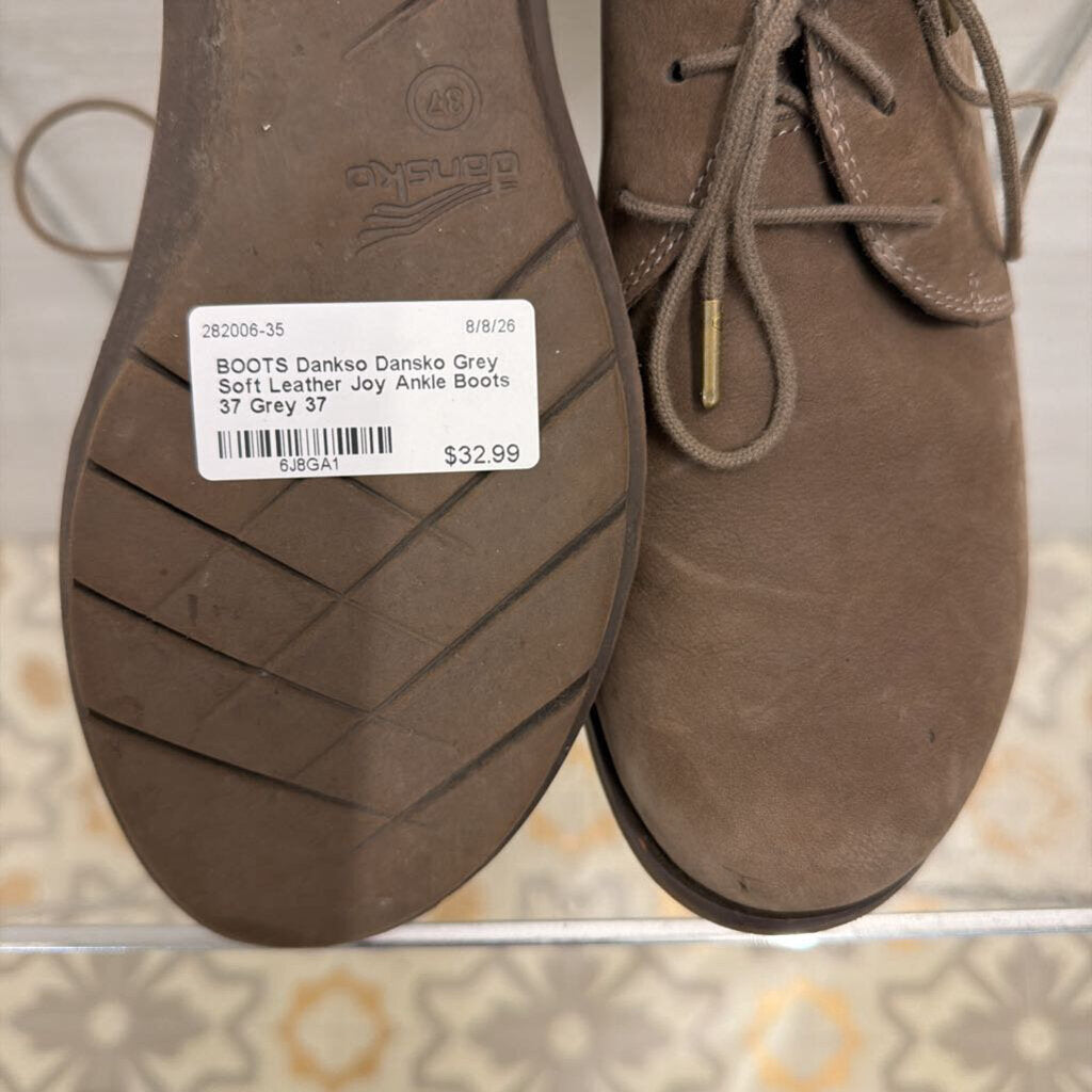 Dansko Grey Soft Leather Joy Ankle Boots 37