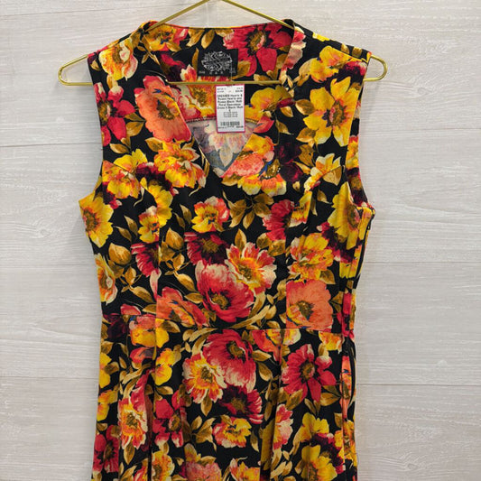 Hearts and Roses Black/ Multi Floral Sleeveless Dress 8