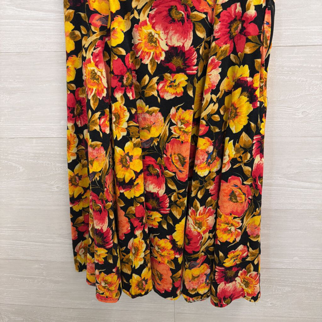 Hearts and Roses Black/ Multi Floral Sleeveless Dress 8