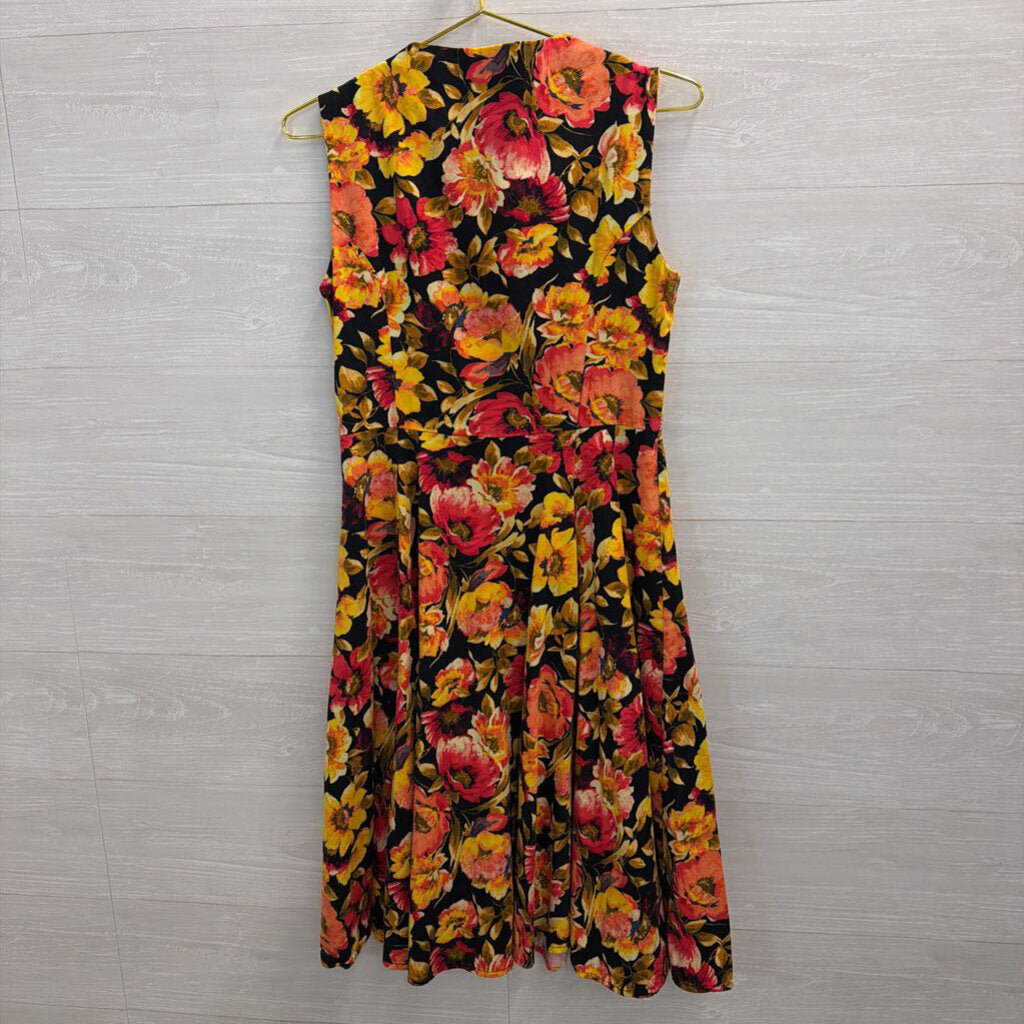 Hearts and Roses Black/ Multi Floral Sleeveless Dress 8