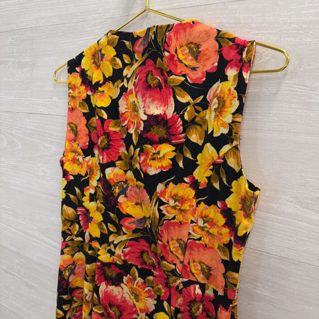 Hearts and Roses Black/ Multi Floral Sleeveless Dress 8