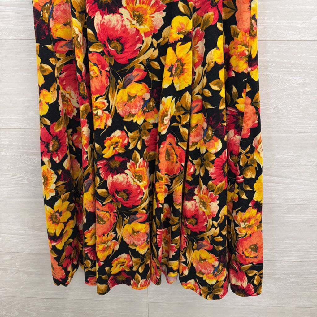 Hearts and Roses Black/ Multi Floral Sleeveless Dress 8