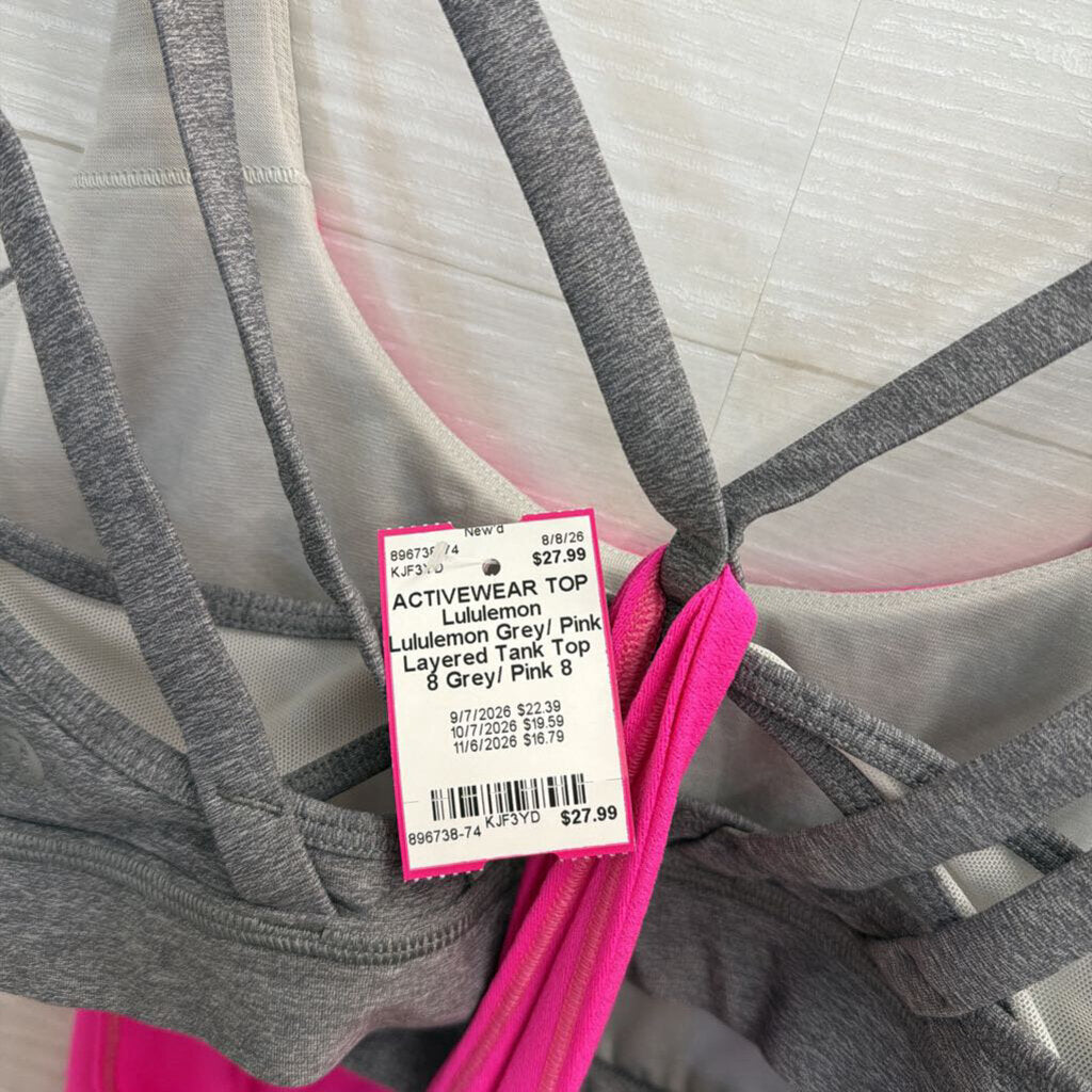 Lululemon Grey/ Pink Layered Tank Top 8