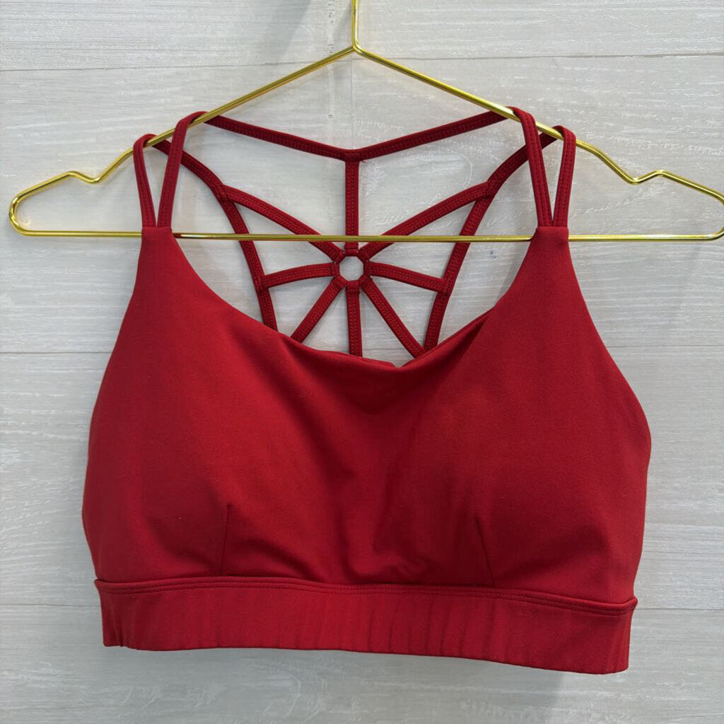 Red Strappy Back Padded Sports Bra Medium