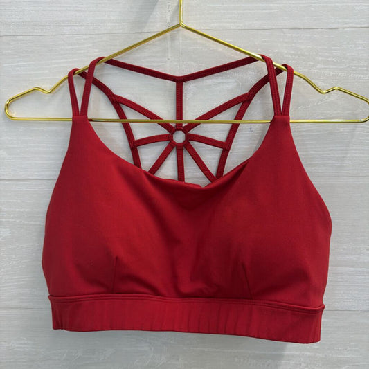 Red Strappy Back Padded Sports Bra Medium