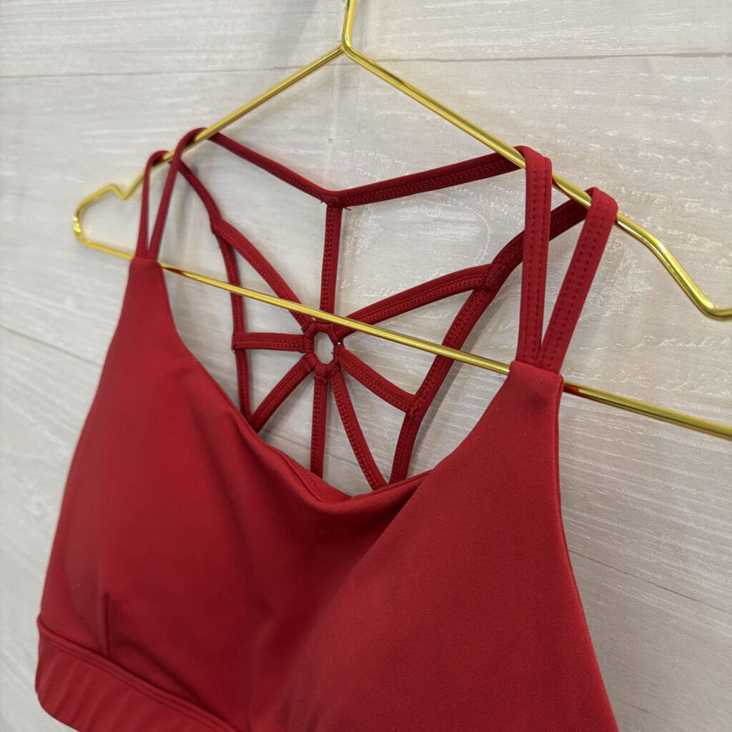 Red Strappy Back Padded Sports Bra Medium
