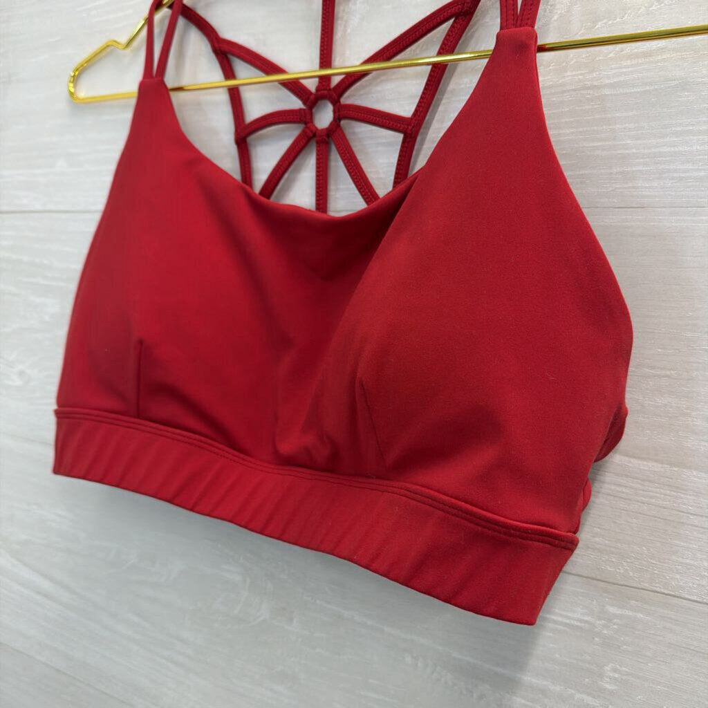 Red Strappy Back Padded Sports Bra Medium