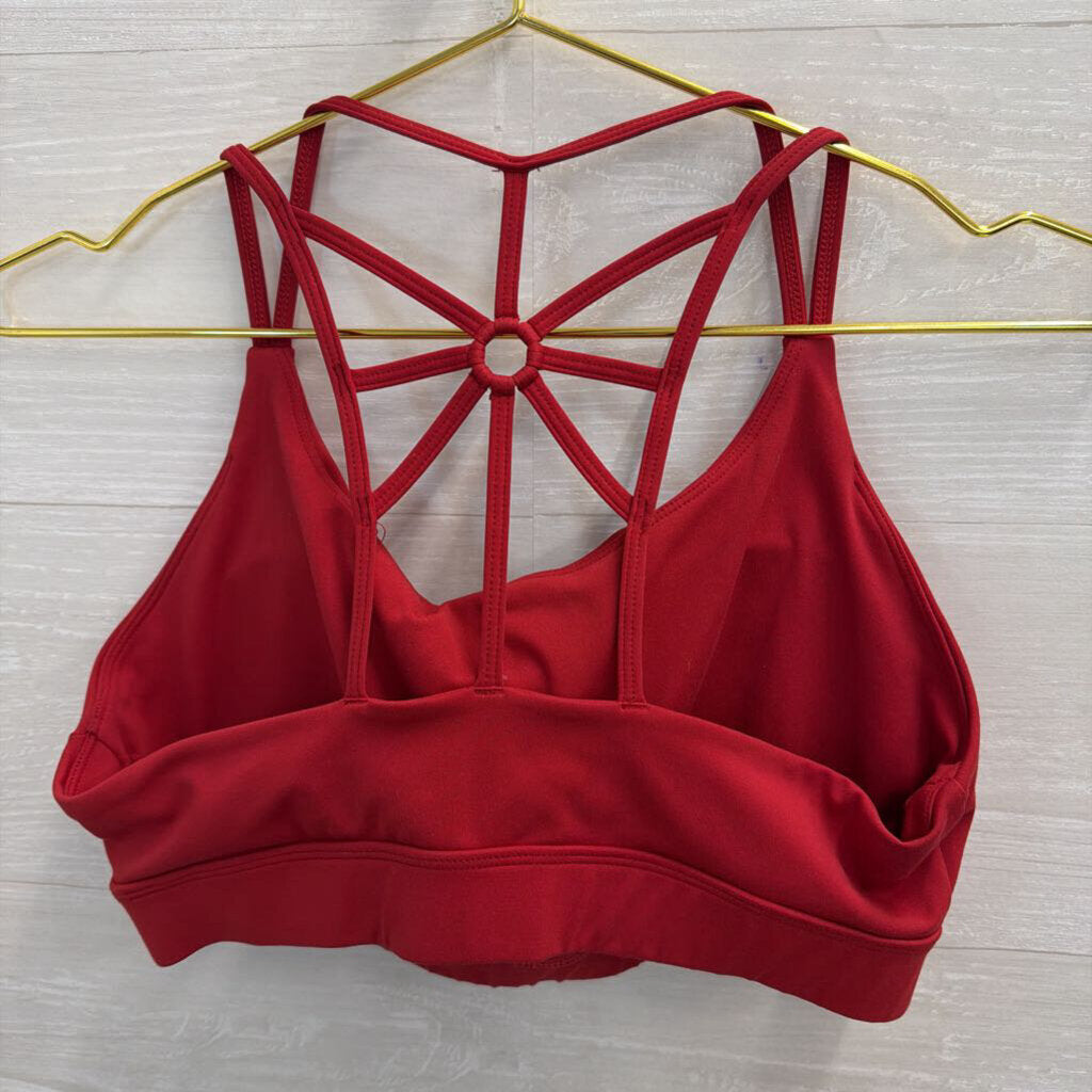 Red Strappy Back Padded Sports Bra Medium