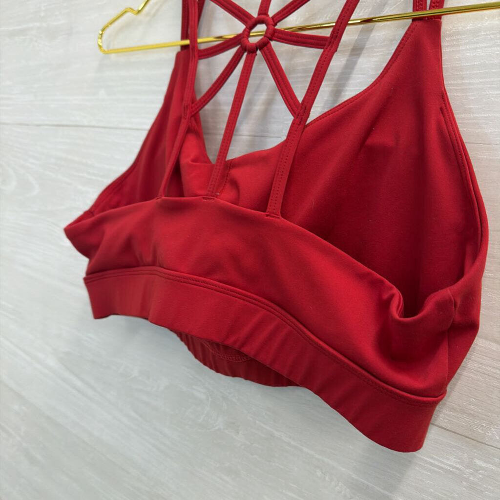 Red Strappy Back Padded Sports Bra Medium