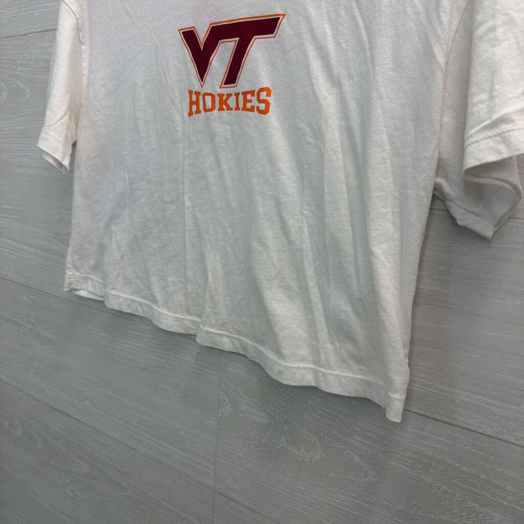 White Cropped VT Hokies Virginia Tech Short Sleeve Graphic Tee Small