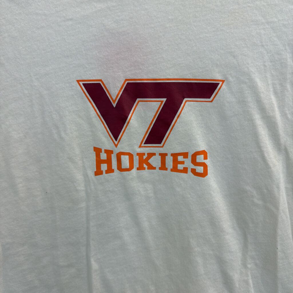 White Cropped VT Hokies Virginia Tech Short Sleeve Graphic Tee Small
