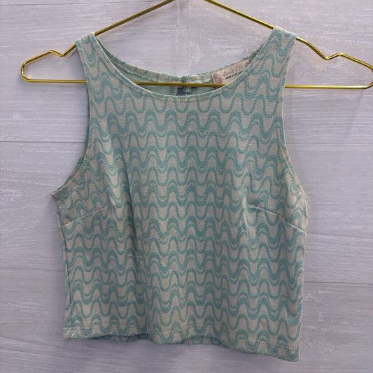 Altar'd State Blue Print Cropped Tank Top Extra Small