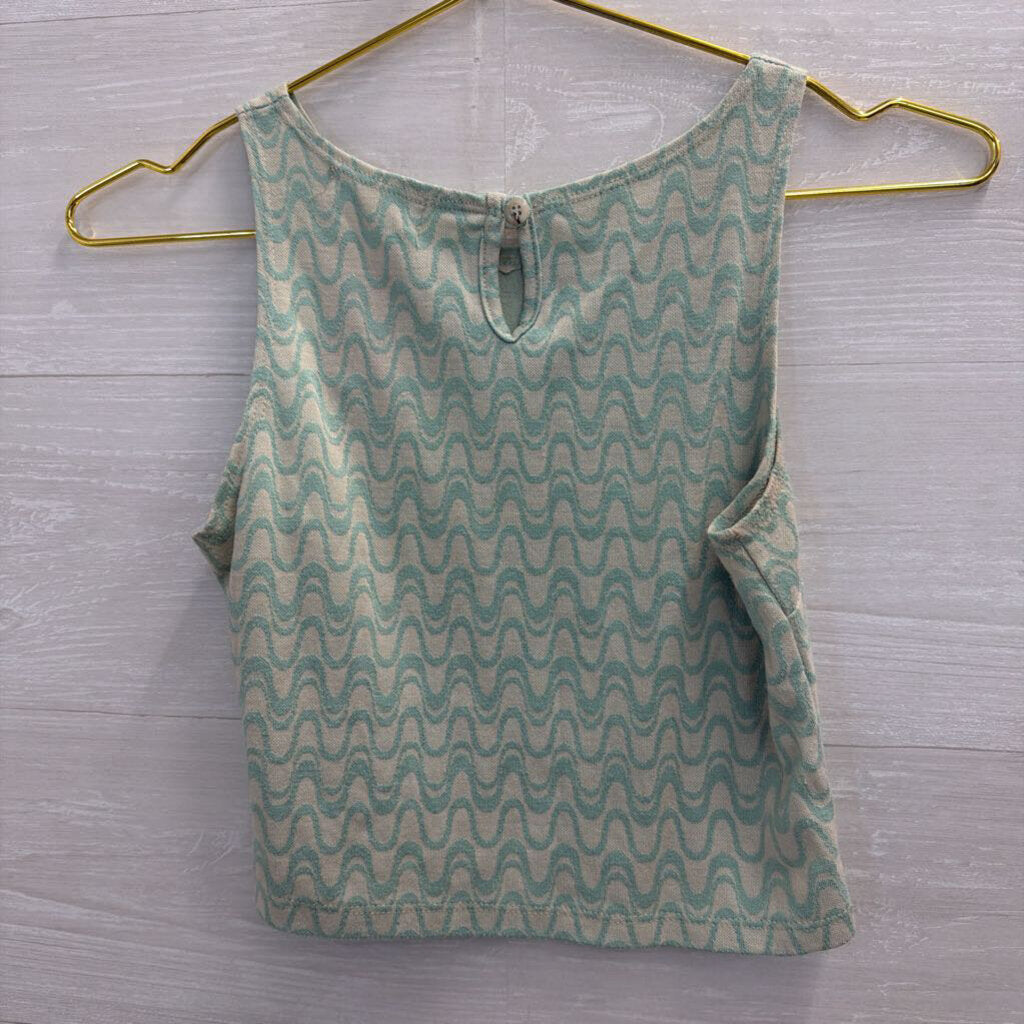 Altar'd State Blue Print Cropped Tank Top Extra Small