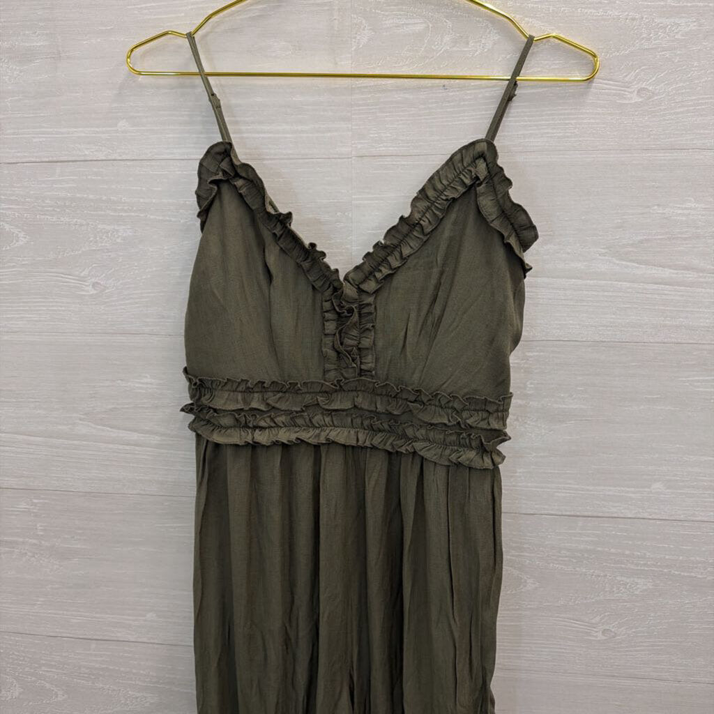 Altar'd State Green Ruffle Detail Jumpsuit Small