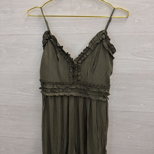 Altar'd State Green Ruffle Detail Jumpsuit Small
