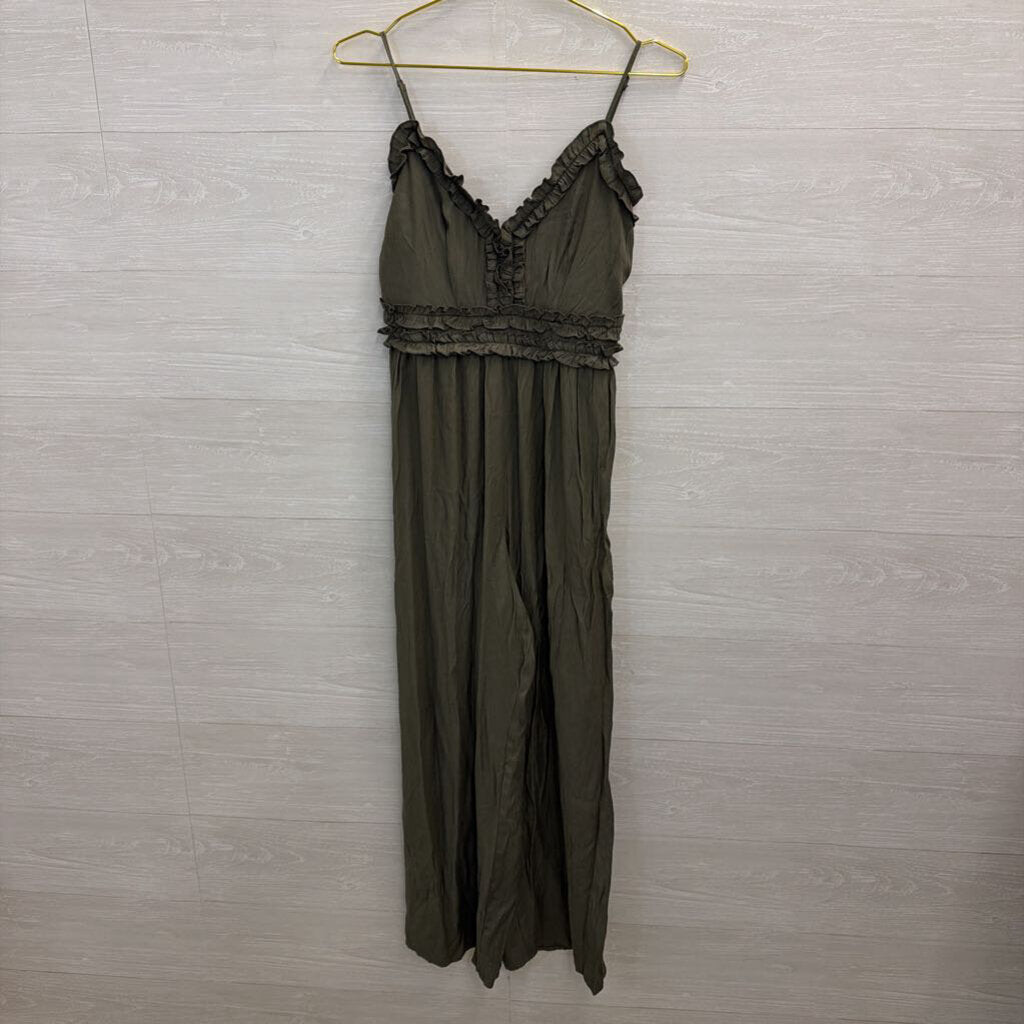 Altar'd State Green Ruffle Detail Jumpsuit Small