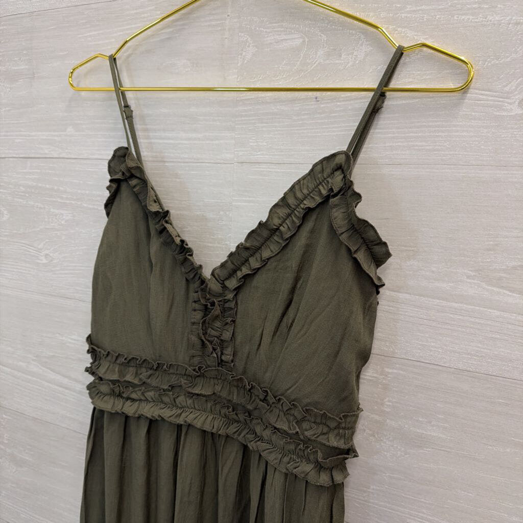 Altar'd State Green Ruffle Detail Jumpsuit Small