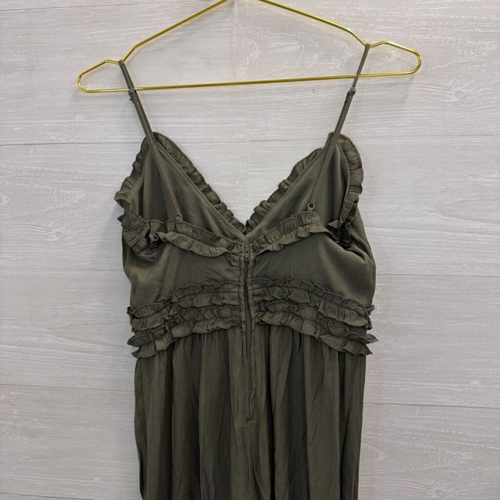 Altar'd State Green Ruffle Detail Jumpsuit Small