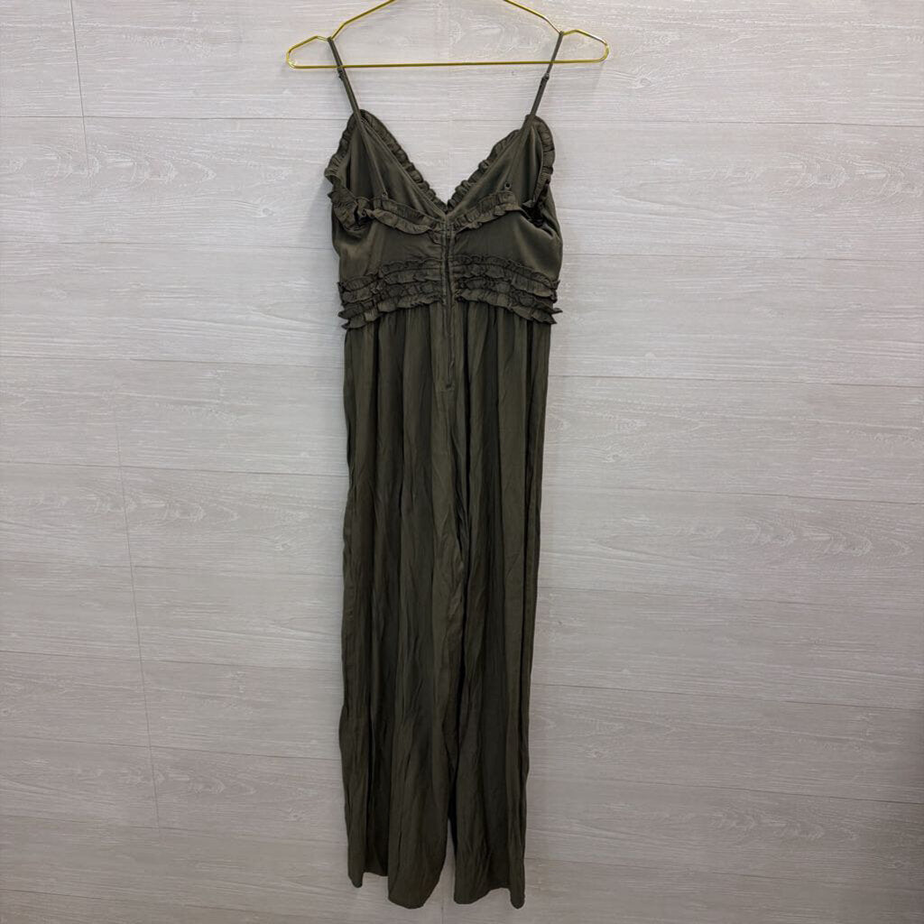 Altar'd State Green Ruffle Detail Jumpsuit Small