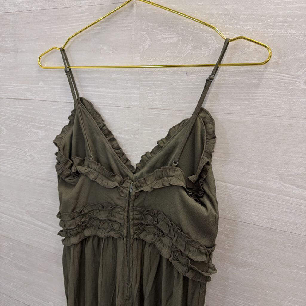 Altar'd State Green Ruffle Detail Jumpsuit Small
