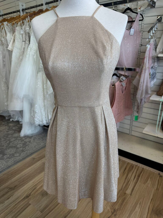 Jules and Cleo Gold Shimmer Short Formal Dress 10