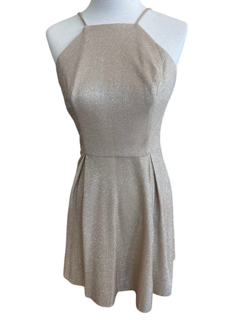 Jules and Cleo Gold Shimmer Short Formal Dress 10