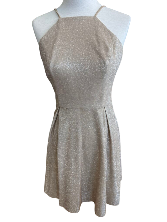 Jules and Cleo Gold Shimmer Short Formal Dress 10